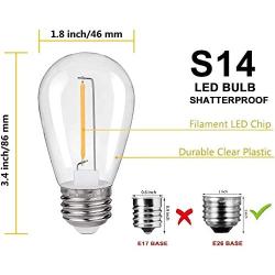 EMITTING Shatterproof & Waterproof S14 Replacement LED Light Bulbs –1W Equivalent to 10W, White Warm 2200K Outdoor String Lights Vintage LED Bulbs, E26 Base Edison LED Light Bulbs (S14-15PACK)