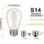 EMITTING Shatterproof & Waterproof S14 Replacement LED Light Bulbs –1W Equivalent to 10W, White Warm 2200K Outdoor String Lights Vintage LED Filament Bulb, E26 Base Edison LED Light Bulbs (S14-25PACK)