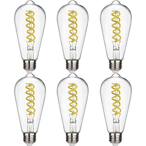 EMITTING ST58 6W Vintage Edison LED Bulb, Daylight White 5000K, Antique Flexible Spiral LED Filament Light Bulb,700lm, 6W Equivalent to 60W, E26 Base, Clear Glass, Non-Dimmable (ST58-6W- 5000K-6 Pack)