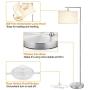 LED Floor Lamp, Montage Modern Floor Lamp, Classic Standing Lamp Reading Standing Light with Hanging Lamp Shade Minimalist Bedside Floor Lamp for Bedroom Living Room with LED Bulb - Silver