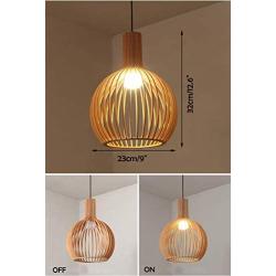 ANYE 15ft Black Plug-in UL On/Off Dimmer Switch Cord Retro Minimalist Style E26 Lamp Holder Wood Birdcage Pendant Light for Dining Room Cafe Restaurant Bulbs Not Included