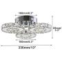 TongLan Crystal Pendant Ceiling Light Fixture Flush Mount Stainless Steel 3 Rings Big Modern LED Chandelier for Dining Room Living Room Bedroom (Dimmable)