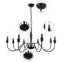 LynPon 8 Lights Farmhouse Chandelier Black Rustic Industrial Chandeliers Candle Ceiling Light Fixture for Living Dining Room Kitchen Island Foyer Bedroom Lighting