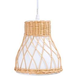 MUZILAN Rattan Hanging Pendant Lighting fixtures, 15.4 x 8.8 x 3.9 in,Dining Room Lighting fixtures Hanging, Weaving Natural Ceiling Hanging Light for Dining Room Living Room