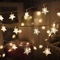 Twinkle Star 100 LED 49 FT Star String Lights, Plug in Fairy String Lights Waterproof, Extendable for Indoor, Outdoor, Ramadan, Wedding Party, Christmas Tree, New Year, Garden Decoration, Warm White