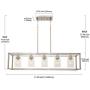 VINLUZ Contemporary Chandeliers Brushed Nickel 5 Light Modern Vintage Dining Room Lighting Fixtures Hanging, Kitchen Island Linear Pendant Lights Farmhouse Flush Mount Ceiling Light with Glass Shade