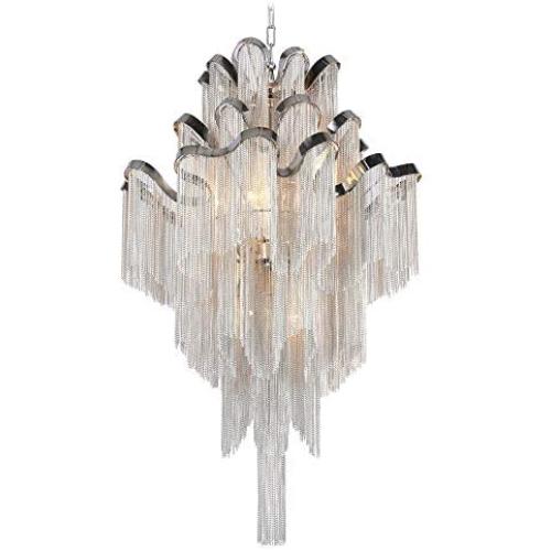 DEARLAN Chandeliers Modern Contemporary Chandelier 8 Lights Island Aluminum Chain Pendant Ceiling Lighting Fixture for Dining Room Living Room Bedroom Hotel Hallway W23.6'' H59.1''