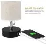 Lifeholder Table lamp, Black Wooden Base Bedside Desk Lamp,Nightstand Lamp with Dual USB Charging Port, Bedside USB Table Lamp Perfect for Bedroom, Living Room or Office (2 Packs)