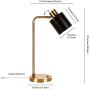 Henn&Hart TL0208 Modern, Contemporary Bedside Blackened Bronze with Brass Metal Shade for Nightstand, Bedroom, Living Room, Office, Study Table Lamp, Black