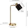 Henn&Hart TL0208 Modern, Contemporary Bedside Blackened Bronze with Brass Metal Shade for Nightstand, Bedroom, Living Room, Office, Study Table Lamp, Black