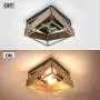 Rustic Flush Mount Ceiling Light Fixture, 2-Light Metal and Solid Wood Square Industrial Ceiling Lighting Fixtures for Farmhouse Hallway Living Dining Room Bedroom Kitchen Balcony Entryway