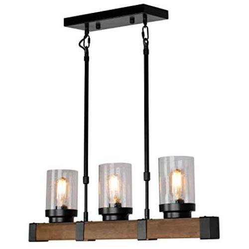 JHLBYL Modern Kitchen Island Pendant Lighting 3-Light Wooden and Metal Rustic Ceiling Light Fixture Island Light for Kitchen Dining Room Living Room Bedroom JHLBYL Modern Kitchen Island Pendant Lighting 3-Light Wooden and Metal Rustic Ceiling Light Fixture Island Light for Kitchen Dining Room Living Room Bedroom