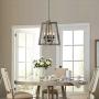 Wood and Metal Chandelier Square 4-Light Adjustable Height Ceiling Pendant Light Dining Room Lighting Fixtures Hanging，Living Room Light ,Kitchen Chandelier UL Listed