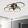 L.T LIGHTS Circle Ceiling Light Chandelier 6-Ring Led Modern Simplicity Acrylic LED Flush Mount Ceiling Lamp with Remote Control Painted Finish for Living Room Dining Room (Black)