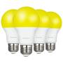 DEWENWILS 4 Pack LED Bug Light Bulbs Outdoor, A19 Yellow Light Bulb, 9W(60W Equivalent), 600LM, 2400K Amber Glow, Non-Dimmable, E26 Medium Screw Base, UL Listed