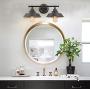 Industrial Wall Light Fixture Farmhouse Rustic Wall Sconce, Vintage Wall Mounted Vanity Light for Bathroom, Bedroom, Living Room, Kitchen, Black Metal Shade (2-Light)