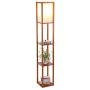 CO-Z Floor Lamp, Etagere Lamp with Shelves, Standing Lamp with 3 Wood Display Storage Shelves for Bedroom Bedside Corner Living Room, Simple Modern Floor Lights with LED Bulb