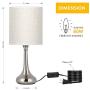HAITRAL Modern Table Lamps - Nightstand Lamps Set of 2 with Fabric Shade, Small Bedside Desk Lamps for Guest Room, Living Room, Bedroom, Hotel - Silver (HT-TH36-11X2)
