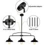 PUZHI HOME Black Kitchen Island Light, 3 Lights Farmhouse Pendant Lighting with Metal Shades Modern Chandelier Hanging Dining Room Light for Kitchen Dining Room Farmhouse