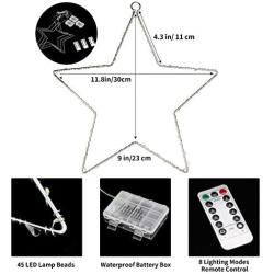 Joiedomi 3Pack Christmas Window Star Lights with Timer Battery Operated 8 Lighting Modes 3 Remote Controls for Xmas Home Party Garden Patio Porch Indoor Outdoor Decor, Warm White