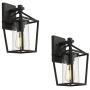 Emliviar Outdoor Wall Lights 2 Pack, Exterior Wall Mounted Light Fixtures, Black Finish with Clear Glass, 20065B3-2PK