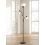 Bingham Modern Torchiere Floor Lamp 3-Light Tree Black Metal White Shades for Living Room Reading Bedroom Office Uplight - 360 Lighting