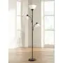 Bingham Modern Torchiere Floor Lamp 3-Light Tree Black Metal White Shades for Living Room Reading Bedroom Office Uplight - 360 Lighting