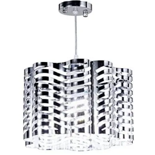 Top Lighting 1-Light Chrome Finish Metal Shade Chandelier Hanging Pendant Ceiling Lamp Fixture