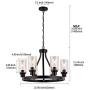 Sivilynus Farmhouse Chandelier Lighting Round 6 Lights Black with Glass Shade Ceiling Hanging Vintage Rustic Light Fixture for Dining Room Living Room Foyer Porch Kitchen Island