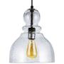 LANROS Farmhouse Kitchen Pendant Lighting with Handblown Clear Seeded Glass Shade, Adjustable Cord Mini Ceiling Light Fixture for Kitchen Island Sink, Matte Black Finish, 10inch, 1 Pack