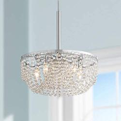 Arden Chrome Pendant Chandelier 18 1/2'' Wide Modern Clear K9 Crystal Strands 5-Light Fixture for Dining Room House Foyer Kitchen Island Entryway Bedroom - Vienna Full Spectrum