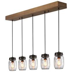 Kitchen Island Lighting,5-Lights Farmhouse Chandeliers for Dining Rooms,Mason Jar Lights Pendant Lighting for Kitchen Island