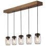 Kitchen Island Lighting,5-Lights Farmhouse Chandeliers for Dining Rooms,Mason Jar Lights Pendant Lighting for Kitchen Island