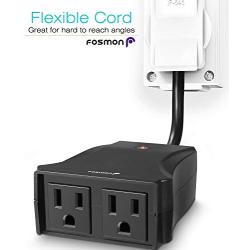 Fosmon Wireless Remote Control Outlet (2 Outlets, 80 Feet Range) ETL Listed Water Resistant Electrical Remote Outlet for Outdoor Lights, Kitchen Appliances & Household Appliances (Battery Included)