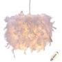 Feather lampshade, LOOPYY Nordic-Style Feather Ceiling Pendant Light Shade with E27 Edison Bulb Elegant Foldable Feather Lamp for Living Room Dining Room and Bedroom DÃcor (Out Diameter:30cm)