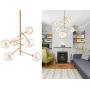 Modern Sputnik Chandelier 6 Lights Mid Century Brass Vintage Pendant Lighting Fixture for Foyer Dining Living Room Bedroom by Bewamf