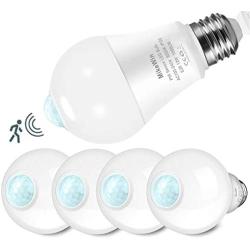 MikeWin Motion Sensor Light Bulbs Outdoor 4 Packs 12W(100W Equivalent) Security LED Bulb, Indoor E26, A19, 6000K Daylight Dusk to Dawn Bulb for Garage Front Door Porch Stairs Hallway