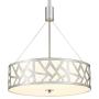 VICNIE 18'' 3-Light Drum Chandelier, Modern Pendant Ceiling Light, Adjustable Height, Brushed Nickel Finish, Acrylic & Glass Shade for Dining Room Kitchen Island