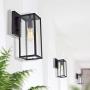 MICSIU Outdoor Wall Light 2 Pack Exterior Lantern Sconce 13.75 Inch Outside Wall Mount Lighting Fixture for Porch, Patio, House in Textured Black Finish with Clear Glass
