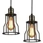 Industrial Pendant 1-Lights Pendant Lighting, Farmhouse Rustic Style Hanging Light with Matte Black Cage, Vintage Kitchen Island Pendant Light Fixture for Dining Room Bedroom Hallway Bar (2 Pack)