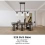 ELUZE 3 Light Farmhouse Pendant Lighting,Vintage Hanging Light with Clear Glass Shade in Black Finish for Kitchen Island Dining Room Cafe Foyer Chandelier