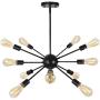 Sputnik Chandeliers 12 Lights Black Modern Pendant Light Fixtures Ceiling Hanging Light for Bedroom Dining Room Kitchen Island Living Room