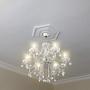 Tangkula Crystal Chandelier, 6 Light Ceiling Lighting Fixture, Vintage Style Crystal Pendant Lamp for Bedroom Dining Living Room, Flush Mount, Elegant Crystal Raindrop Chandelier (Transparent)