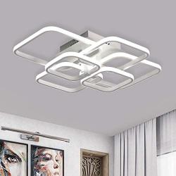Jaycomey Modern LED Ceiling Light,87W 6 Heads Square Shape LED Ceiling Lights,Cool White 6000K Acrylic Flush Mount Ceiling Lamp for Living Dining Room Kitchen Bedroom(White)