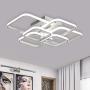 Jaycomey Modern LED Ceiling Light,87W 6 Heads Square Shape LED Ceiling Lights,Cool White 6000K Acrylic Flush Mount Ceiling Lamp for Living Dining Room Kitchen Bedroom(White)