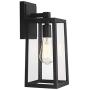Emliviar Outdoor Wall Lantern, 13.8 Inch 1-Light Exterior Porch Light in Black Finish with Clear Glass, WE212B BK