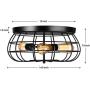 2 Pack Vintage Semi Flush Mount Ceiling Light, Elibbren E26 Industrial Metal Cage Ceiling Light Fixture 3 Lights for Bedroom Kitchen Dining Room Living Room