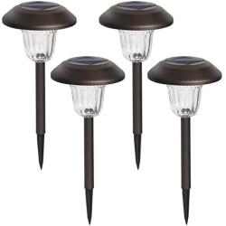 Solpex 4 Pcs Solar Powered LED Path Lights, High Lumen Automatic Led for Patio, Yard, Lawn and Garden(Bronze Finished, Warm White)