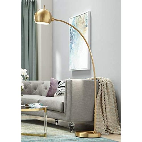 Capra Modern Chairside Arc Floor Lamp Antique Brass Swivel Head for Living Room Reading Bedroom Office - Possini Euro Design