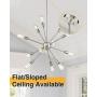 Jazava Modern Sputnik Chandelier, 12-Light Starburst Pendant Lighting, Mid-Century Hanging Light Fixture, Nickel Brushed